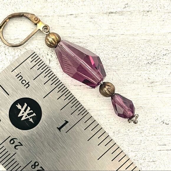 Purple Swarovski Crystal antique silver plated necklace and earrings - Picture 9 of 16